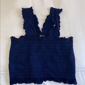 Navy Lulu’s tip large worn once ruched tank top